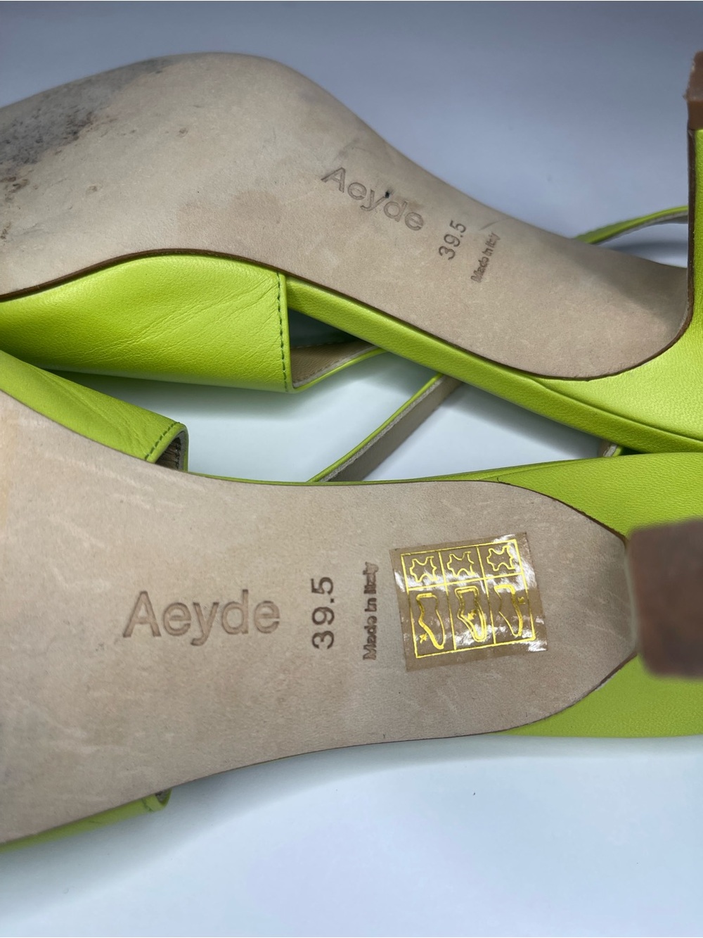 Aeyde Apple Green Juno Slingback Sandals Kitten Heel Square Toe size US 8.5 - Picture 7 of 9